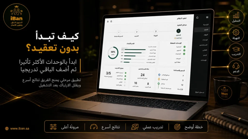 تطبيق ERPNext بدون تعقيد يبدأ بتحديد الوحدات الأساسية وتجهيز البيانات وتدريب الفريق، مما يساعد الشركة على تشغيل النظام تدريجيا وبشكل أكثر استقرارا.