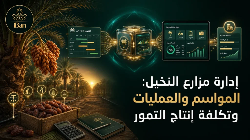 إدارة مزارع النخيل: جدولة العمليات الموسمية وتكلفة إنتاج التمور