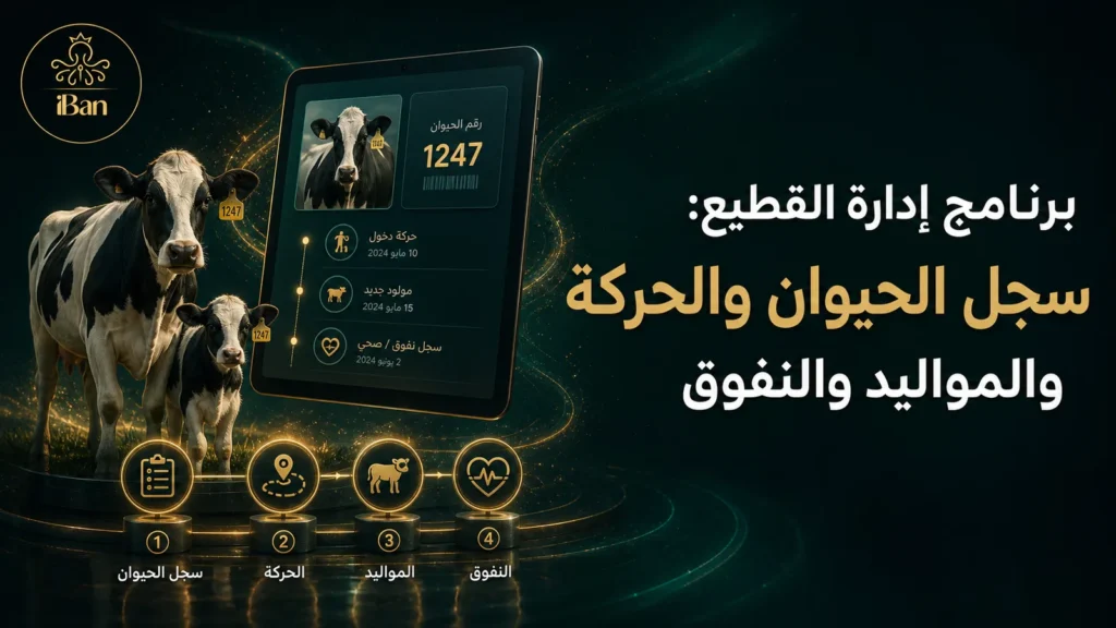 برنامج إدارة القطيع يعرض سجل الحيوان ورقمه ووزنه وعلاجاته