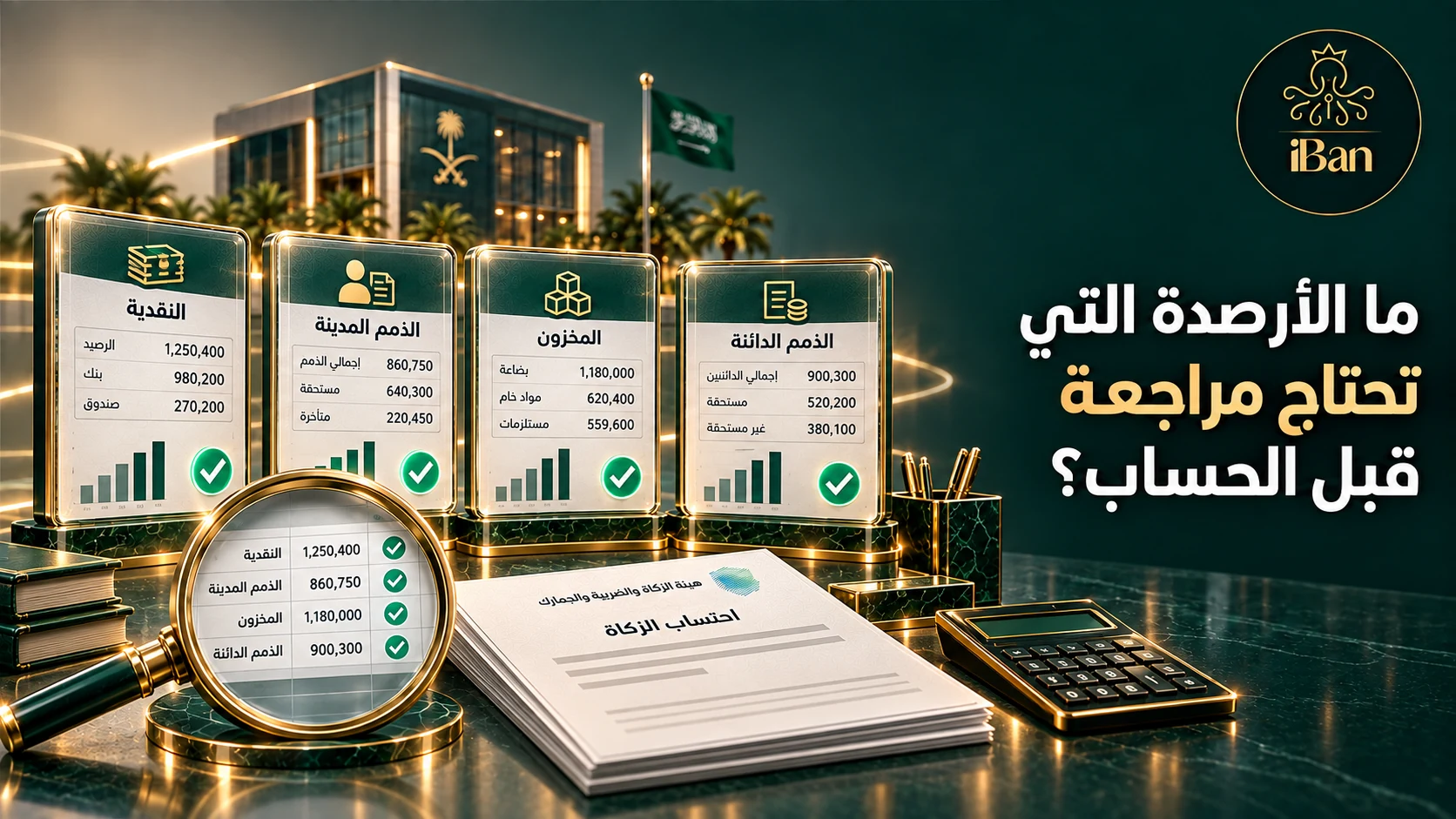 تصميم يوضح ما الأرصدة التي تحتاج مراجعة قبل الحساب؟