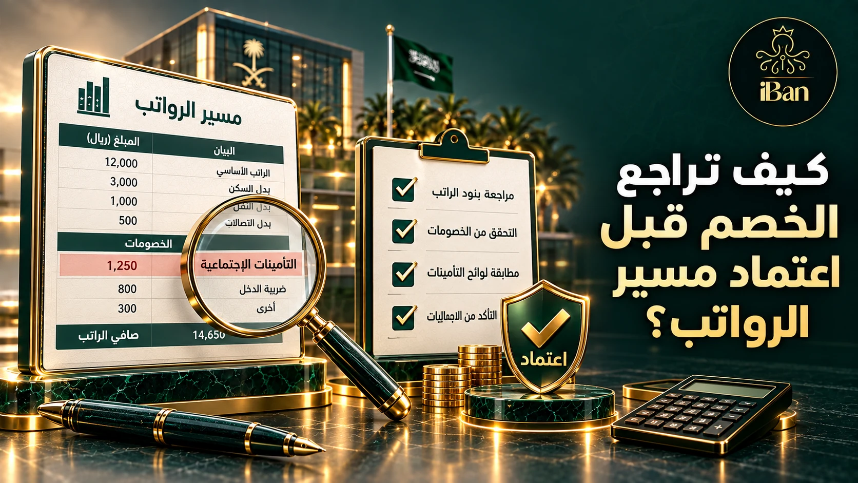 تصميم يوضح كيف تراجع الخصم قبل اعتماد مسير الرواتب؟