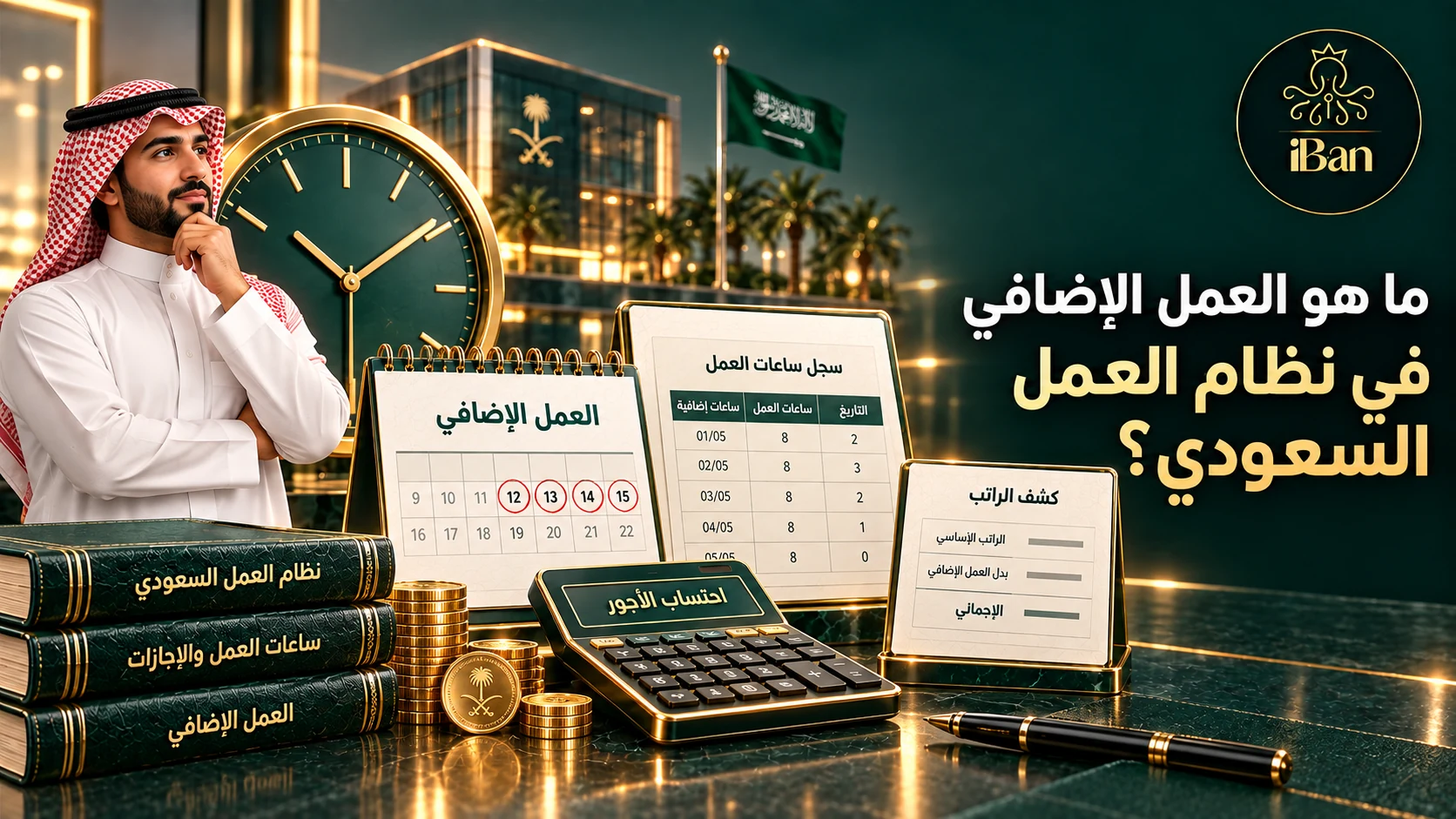 حساب الأوفر تايم تصميم يوضح ما هو العمل الإضافي في نظام العمل السعودي؟