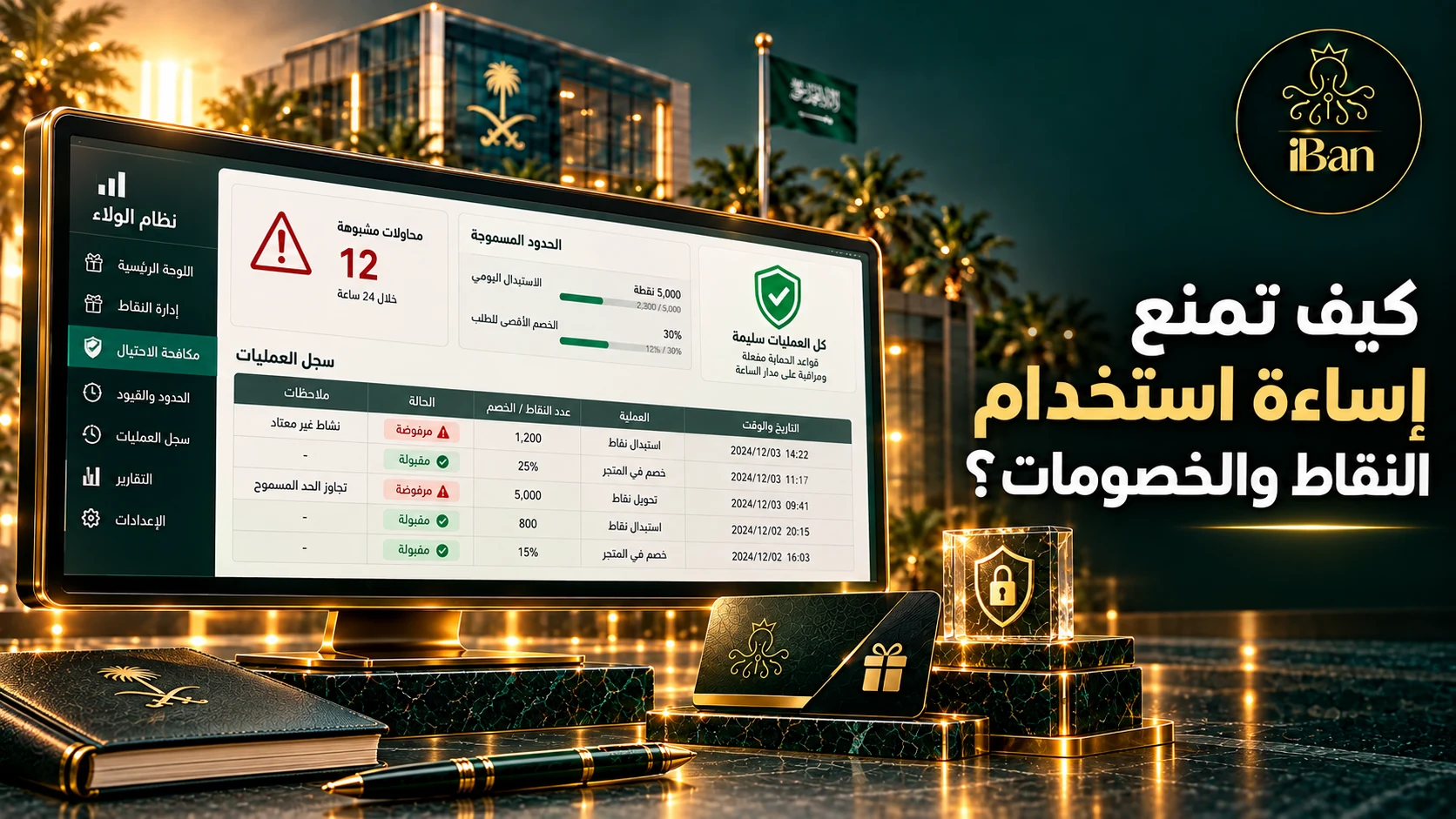 تصميم يوضح كيف تمنع إساءة استخدام النقاط والخصومات؟